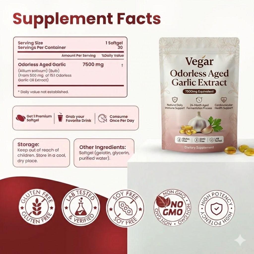 Aged Garlic Extract - 7500mg Odorless Softgels